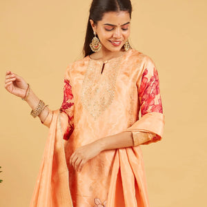 Peachy Pastel Festive Kurta Set