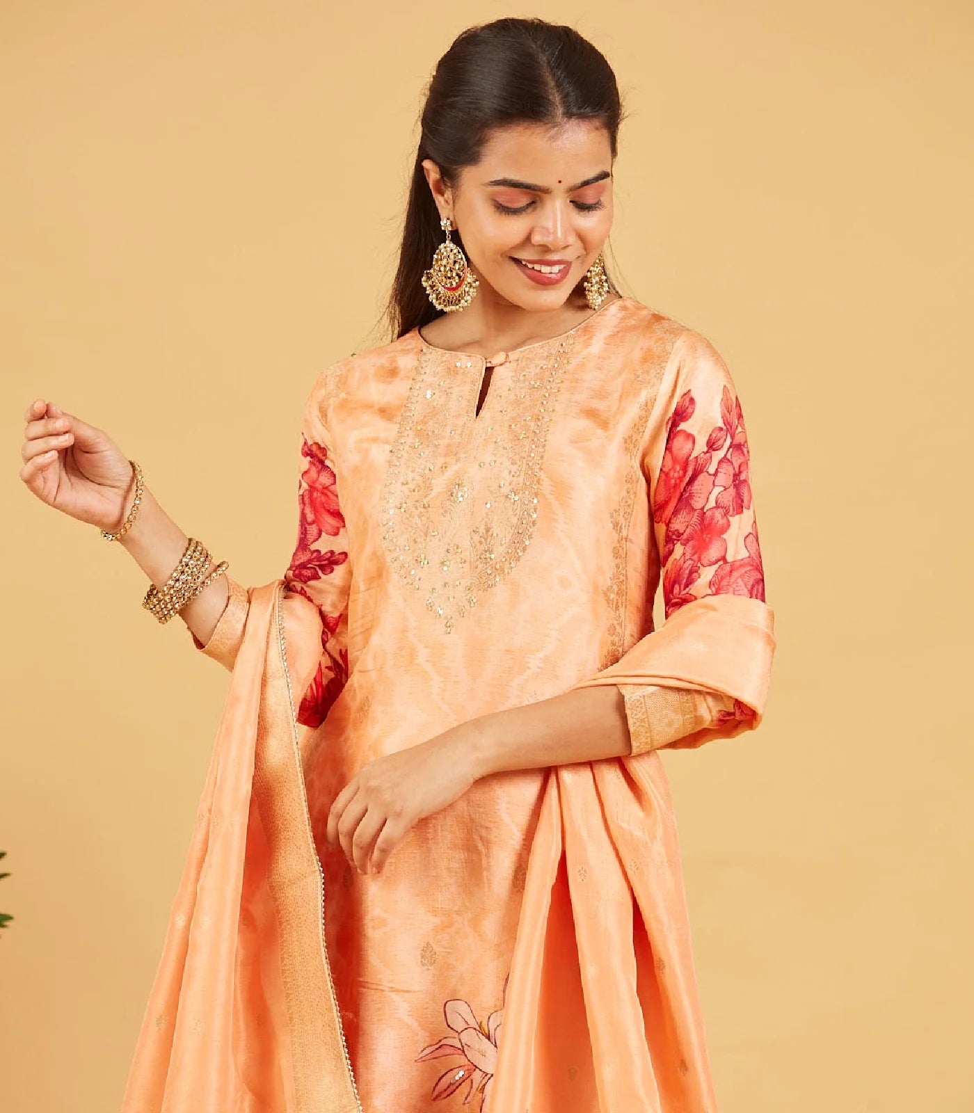 Peachy Pastel Festive Kurta Set