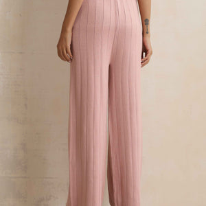 trueBrowns Pink Woollen Flared Pants