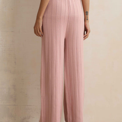 trueBrowns Pink Woollen Flared Pants