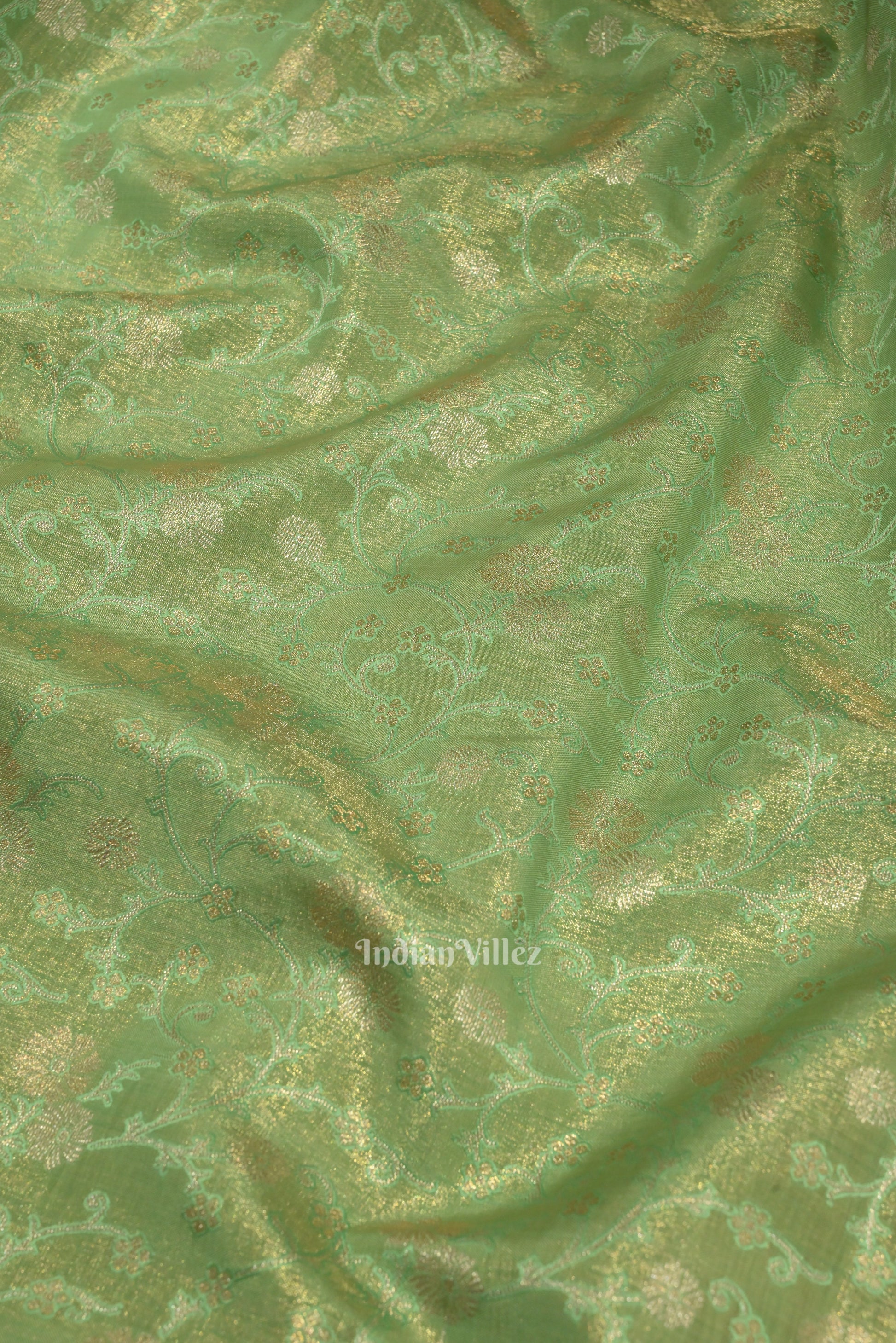Mint Green Pure Kanjivaram Tissue Silk Saree