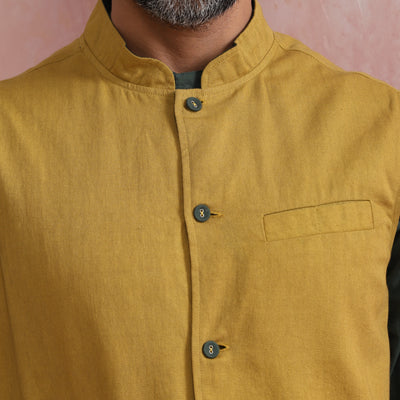 trueBrowns Men's Mustard Reversible  Nehru Jacket