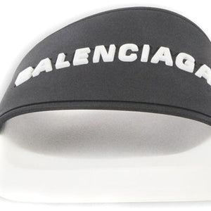 Balenciaga Pool Slides Logo White Black Alternate