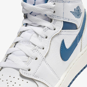 Jordan | AIR JORDAN 1 MID SE (GS)  { WHITE/INDUSTRIAL BLUE-SAIL