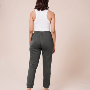 Women Solid Silver Grey Mid Rise Ultra Warm Jogger