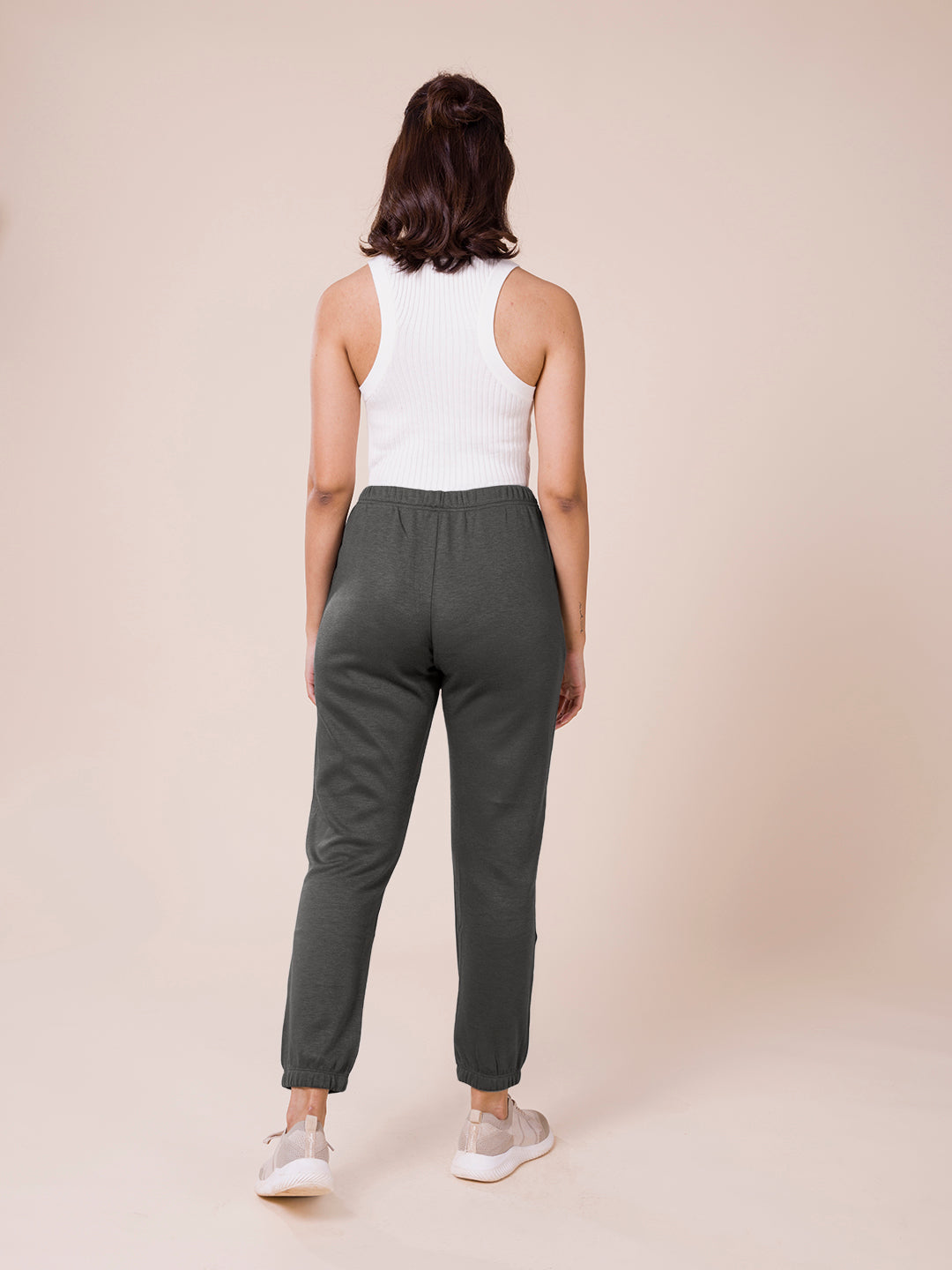 Women Solid Silver Grey Mid Rise Ultra Warm Jogger