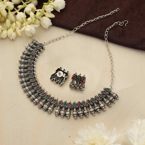 trueBrowns Silver Tone Necklace Set