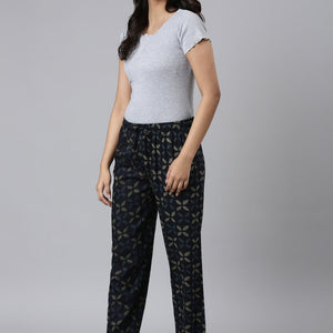 Women Printed Navys Woven Viscose Lounge Pants