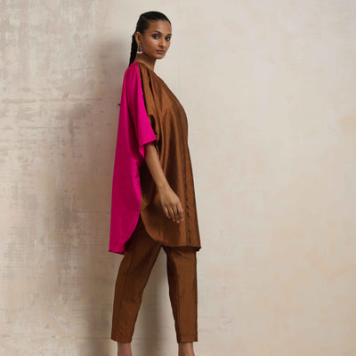 trueBrowns Brown Silk Co-ord Set