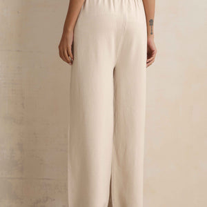 trueBrowns Ivory Woollen Flared Pants