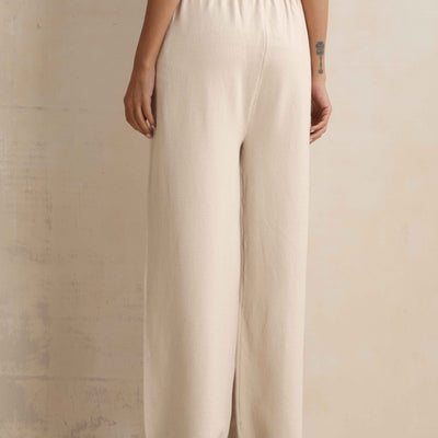 trueBrowns Ivory Woollen Flared Pants