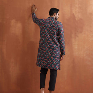 trueBrowns Men's Black printed Kurta
