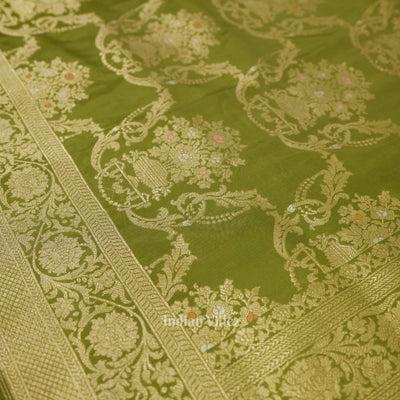 Green Meenakari Banarasi Katan Silk Saree