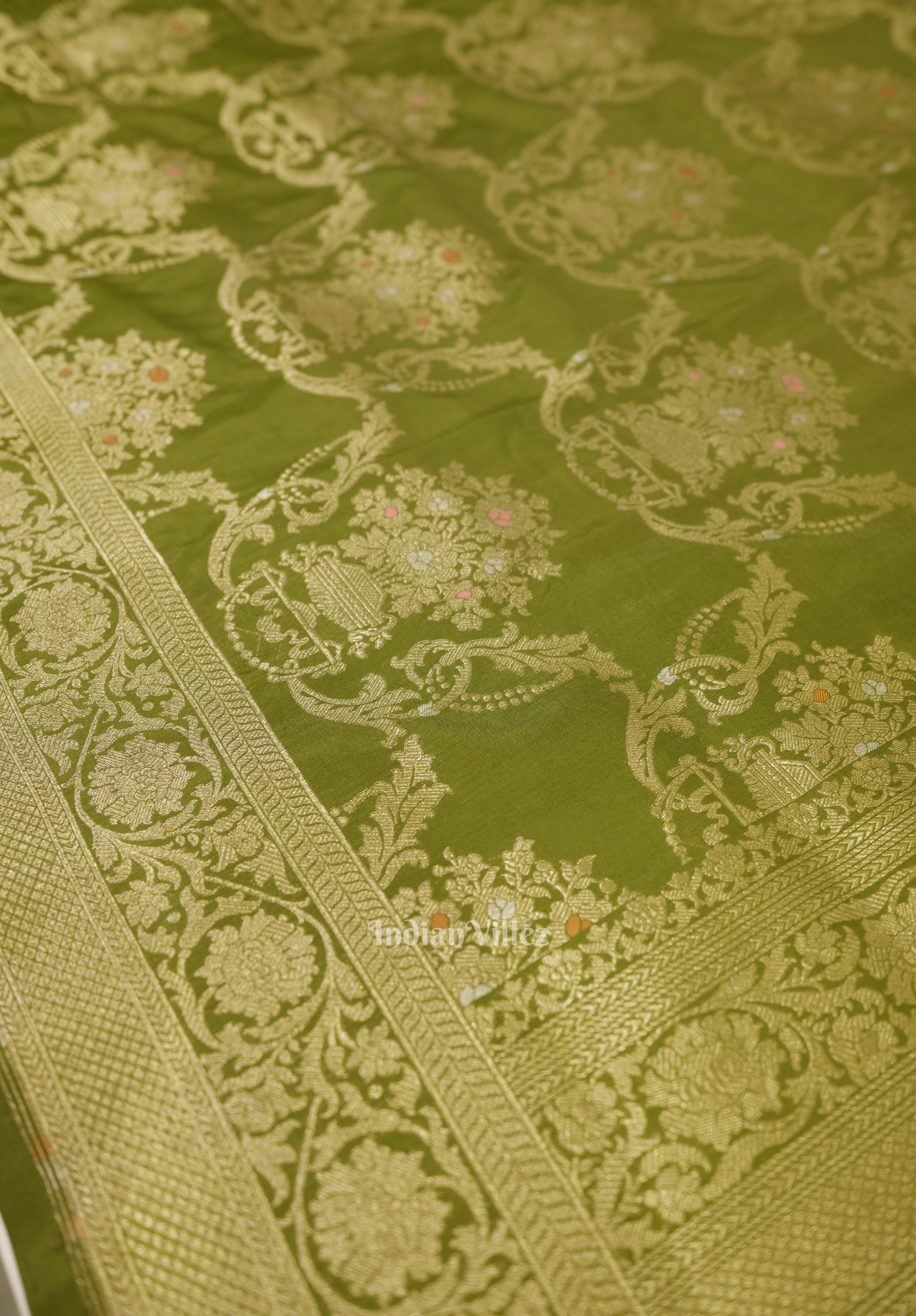 Green Meenakari Banarasi Katan Silk Saree