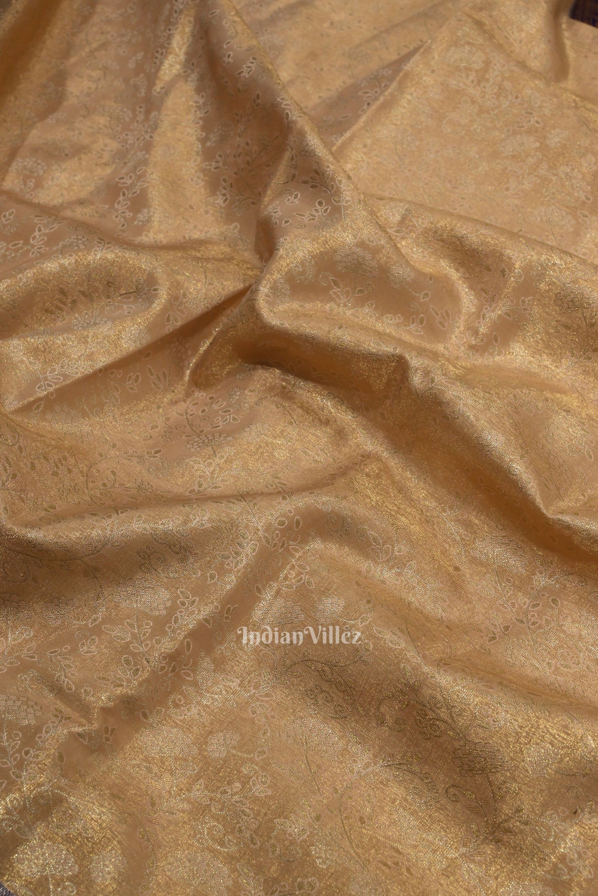 Light Orange Pure Kanjivaram Tissue Silk Saree