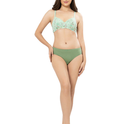 Cotton Casuals Padded Non-Wired Printed T-Shirt Bra - Cotton Ditsy Print