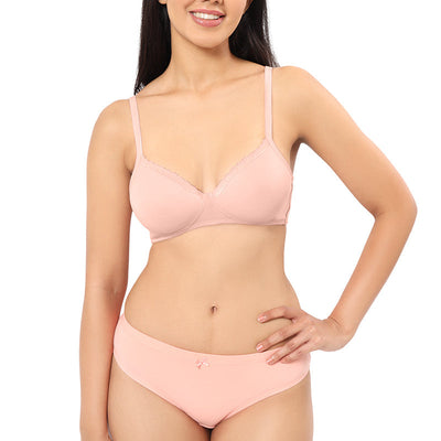 Cotton Casual Lightly Padded Non-Wired Full Coverage T-Shirt Bra - Impatiens Pink