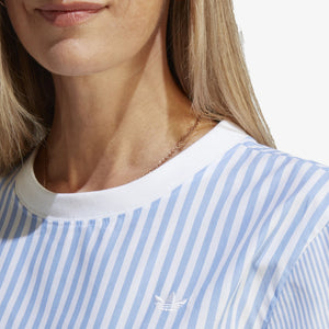 Adidas Originals | PREMIUM ESSENTIALS POPLIN TEE  { WHITE/BLUE