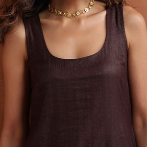 trueBrowns Brown Metallic Straight Kurta Set