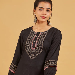 Embroidered Black short top