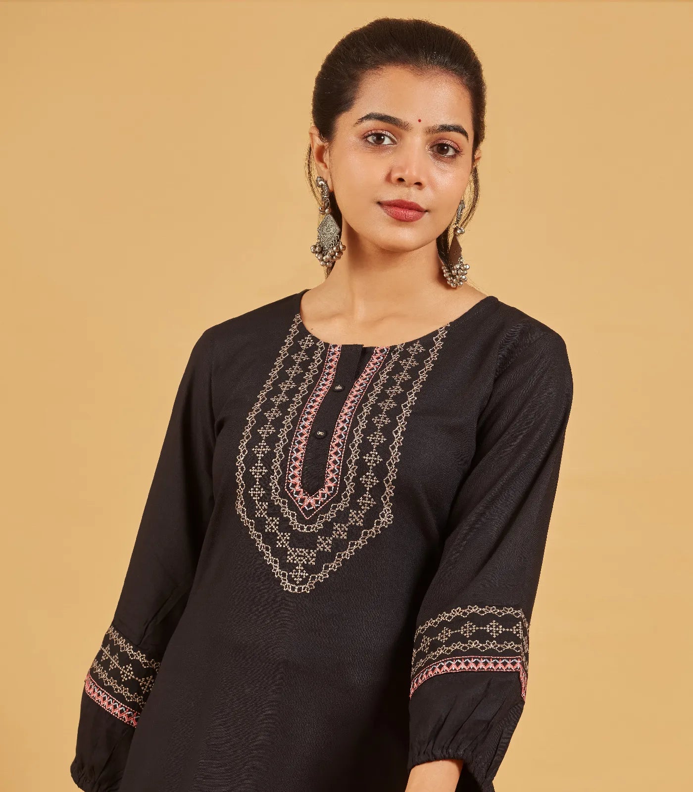 Embroidered Black short top