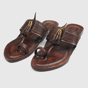 Brown Handstitched Leather Kolhapuri Women Slipper