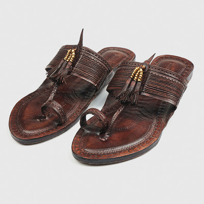 Brown Handstitched Leather Kolhapuri Women Slipper