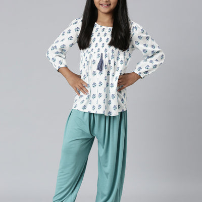 Girls Solid Dark Mint Harem Pants