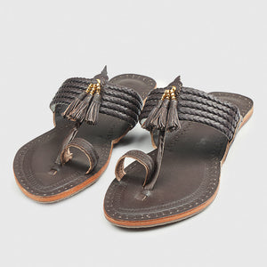 Brown Handstitched Leather Kolhapuri Women Slipper