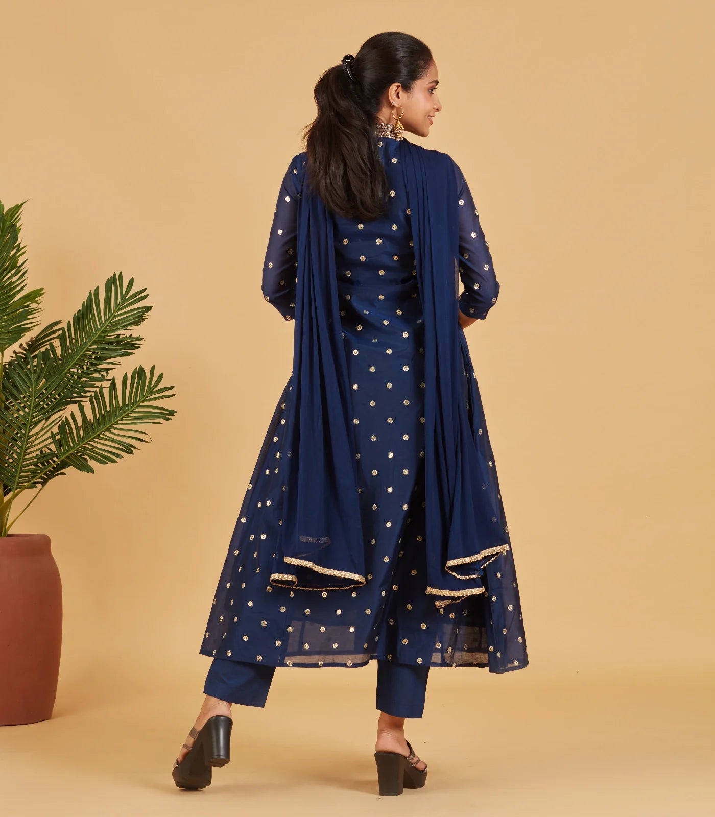 Royal Blue Kurta Set With Matching Dupatta