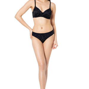 Smooth Charm Padded Non-Wired T-Shirt Bra - Black Dot Print