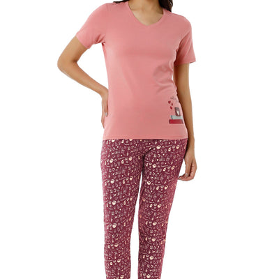 Full Length PJ Bottom - Burgundy Coffee Print