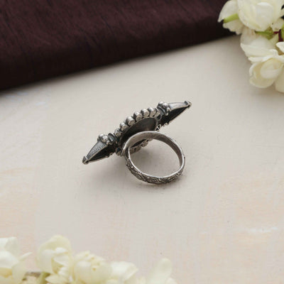 trueBrowns Silver Tone Ghungroo Ring
