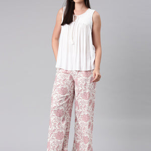 Women Medium Pinks Viscose Mid Rise Printed Palazzo