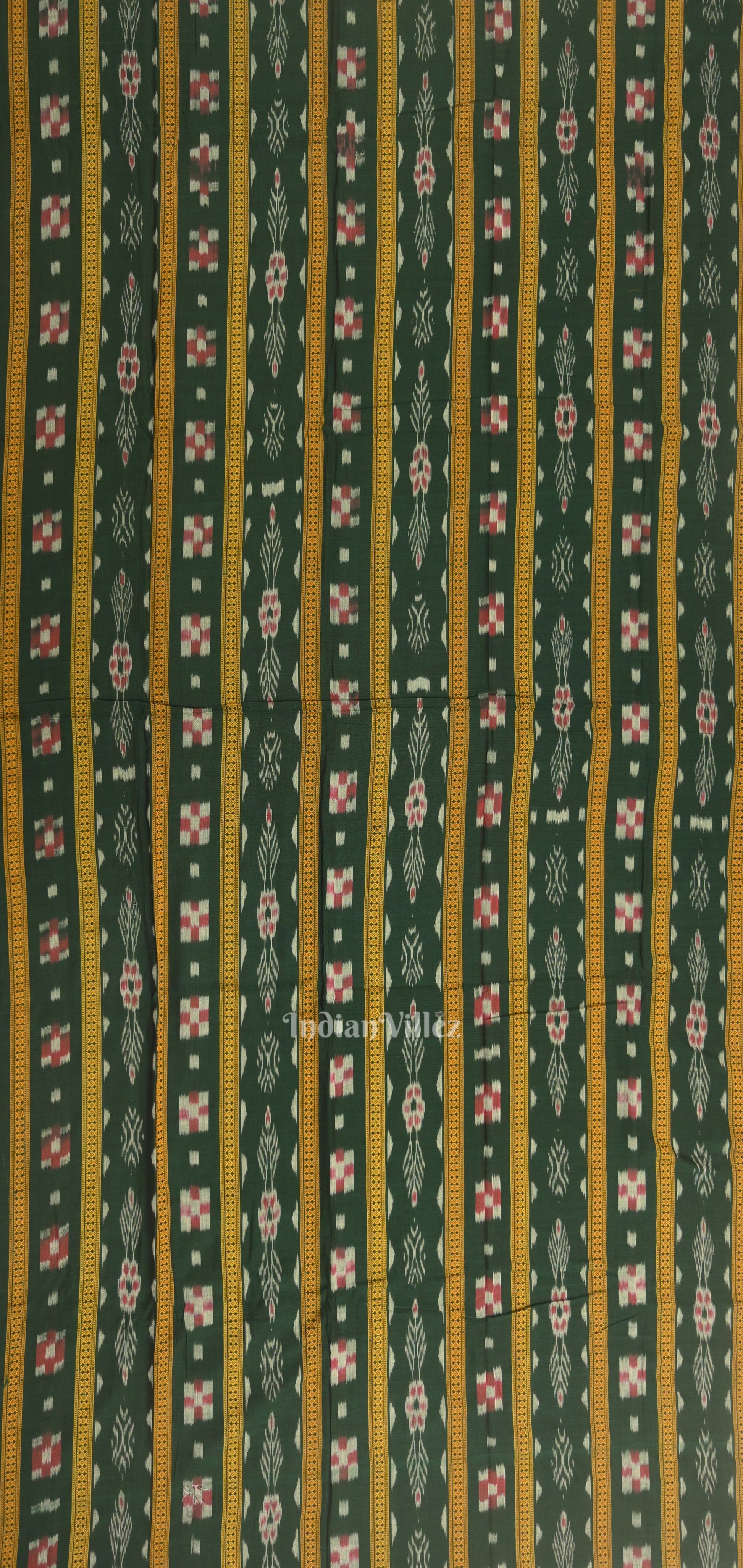 Green Cream Odisha Ikat  Sambalpuri Dress Material & Dupatta