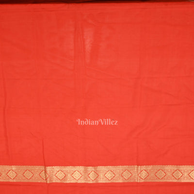 Candy Apple Red Soft Pure Mashru Satin Silk Banarasi Saree