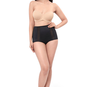 Solid Full Coverage High Rise Tummy Control Panty - Black