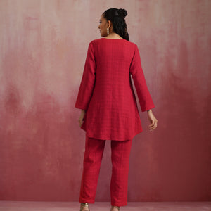 trueBrowns Red Cotton Dobby Co-ord set