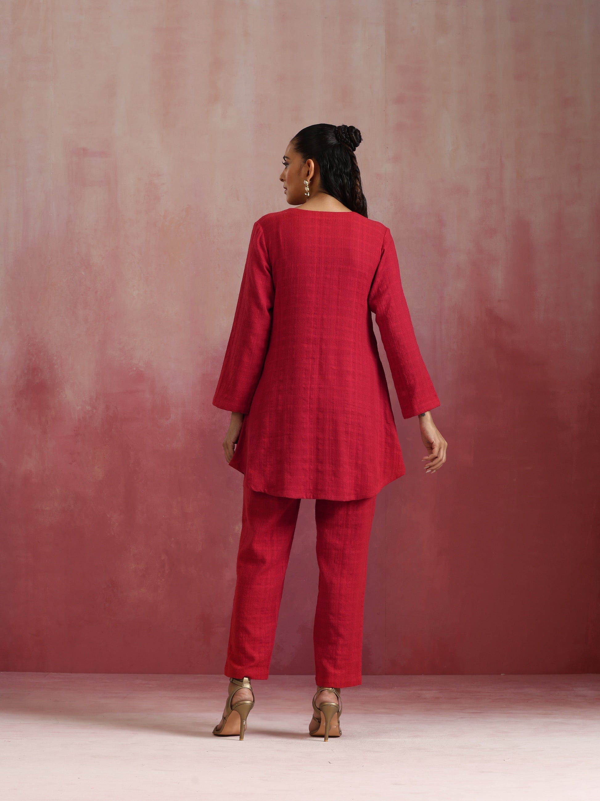 trueBrowns Red Cotton Dobby Co-ord set
