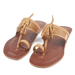 Brown Handstitched Leather Kolhapuri Women Slipper