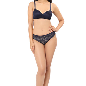 Floral Romance Three-Fourth Coverage Low Rise Bikini Panty - Midnight