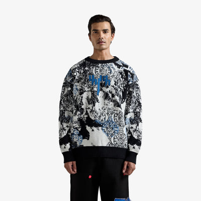 F A R A K | EK SAFAR KNITTED SWEATSHIRT { WHITE