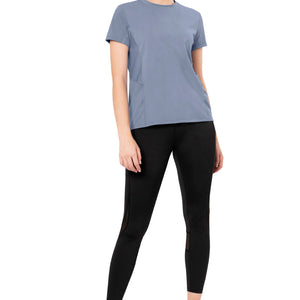 Flaunt Short Sleeve Round Neck Workout T-Shirt - Tempest