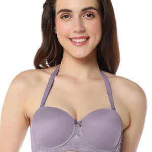 Elegance Padded Wired Multiway Balconette Bra  - Gray Ridge
