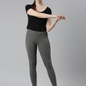 Women Solid Antra Melanges Side Stripe Active Leggings