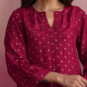 trueBrowns Pink Viscose Silk Kurta Co-ord Set