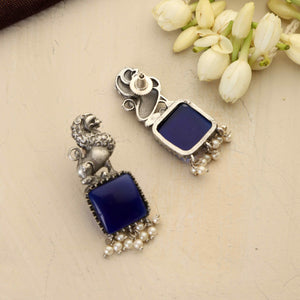 trueBrowns Silver Tone  Turquise Stone Earrings