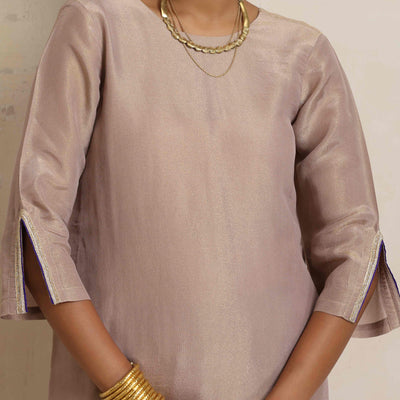trueBrowns Lilac Tissue Kurta Co-ord Set