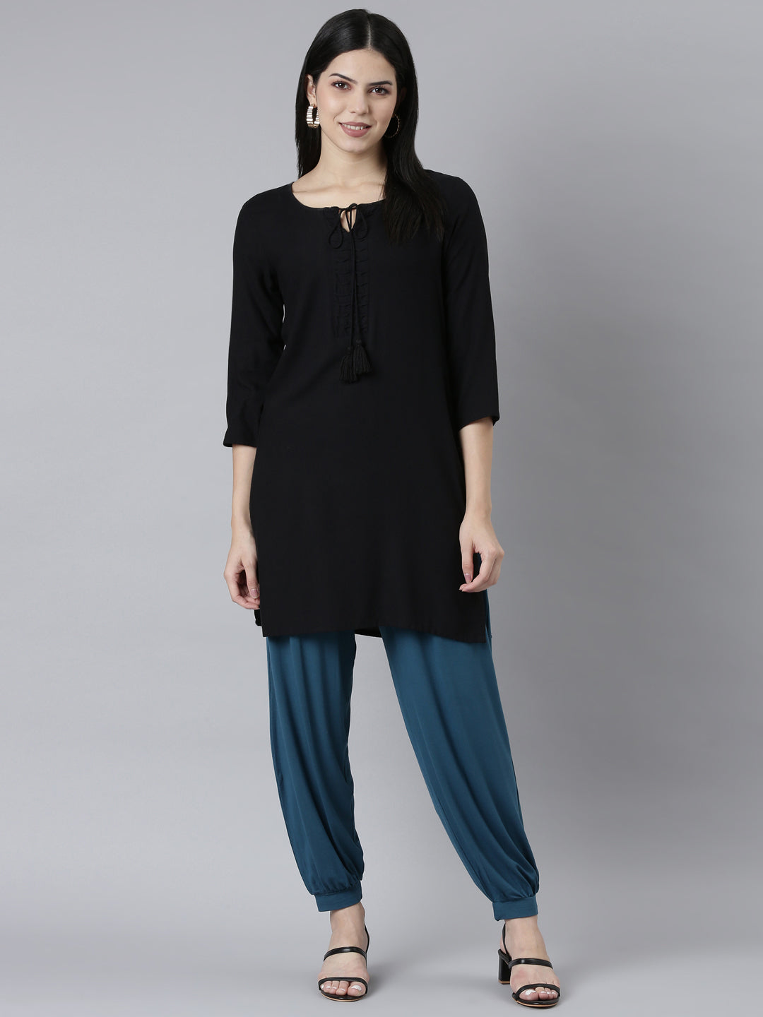 Women Solid Turquoise Blue Harem Pants