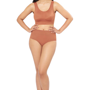 Skins Support Solid Non Padded Non-Wired Scoop Neck Cami Bra - Caramel Nude